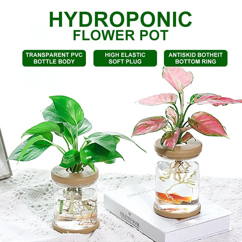 Mini Hydroponic Flower Pot Home Vase Decor Transparent Imitation Glass Plastic Plant Pots Green Plants Pot For Home Decoration