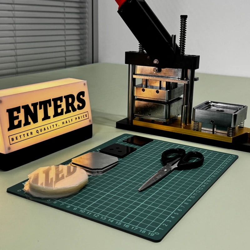 2025 Best Fridge Magnet Button Making Machine, 50*50mm Square Refrigerator Magnets Maker Machine+Cutter+100pcs materials set