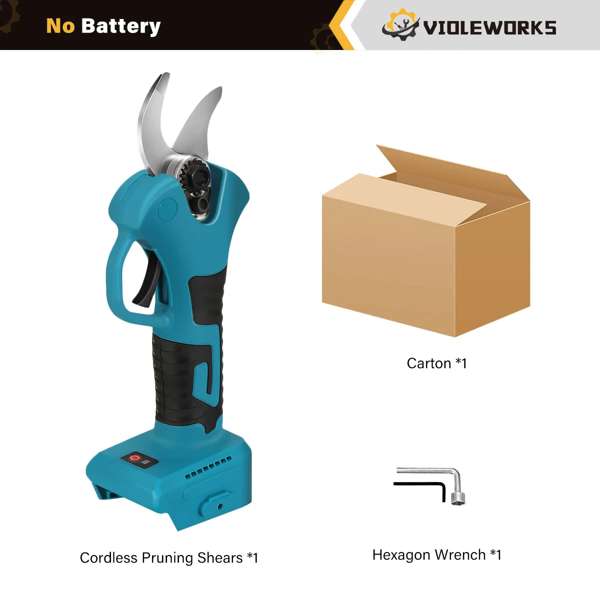 VIOLEWORKS 21V Brushless Pruning Shears 1500mAh Rechargeable Battery 30mm Tree Branches Cutter Bonsai Pruning Tool