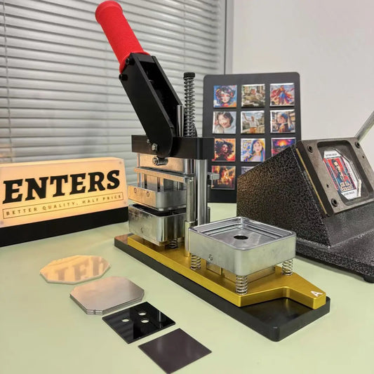 2025 Best Fridge Magnet Button Making Machine, 50*50mm Square Refrigerator Magnets Maker Machine+Cutter+100pcs materials set