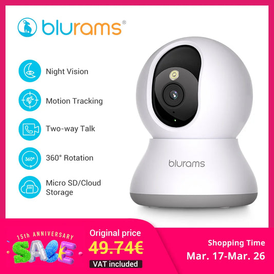 Blurams Baby Monitor Camera 2K HD Home Security Camera with Motion Detection and Two-Way Audio, Easy Setup, Clear Day & Night