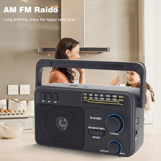 Radio AM FM Radio Transistor Short Wave Radio Powered by 3V Two Battery or Home, Large Knob, Suitable for Indoor and Outdoor Use